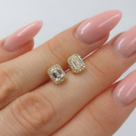 Yellow gold halo earrings with diamonds (545), Halo, Gold type: 585, Item in the photo weight: 1.40 g, Gemstone: Brilliant, Gemstone ct.: 0.70-1.50 ct, Gemstone ct.: 0.60 ct,  Weight of extra gems: 0.12 ct - Personalized jewelry