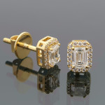 Yellow gold halo earrings with diamonds (545), Halo, Gold type: 585, Item in the photo weight: 1.40 g, Gemstone: Brilliant, Gemstone ct.: 0.70-1.50 ct, Gemstone ct.: 0.60 ct,  Weight of extra gems: 0.12 ct - Custom jewelry