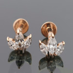 Minimalist rose gold earrings (piercing type 2 pcs.) (552), Earrings - twists, Gold type: 585, Item in the photo weight: 0.83 g, Gemstone: Brilliant, Gemstone ct.: 0.20-0.29 ct, Gemstone ct.: 0.23 ct - Personalized jewelry