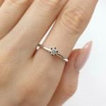 White gold engagement ring decorated with a diamond (2974), Classic engagement rings, Gold type: 585, Item in the photo weight: 1.89 g, Gemstone: Brilliant, Gemstone ct.: 0.08 ct, Gemstone ct.: 0.01-0.09 ct - Custom jewelry