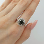 Luxurious white gold halo ring with black diamond (2975), Halo, Gold type: 585, Item in the photo weight: 4.37 g, Gemstone: Diamond, Gemstone ct.: 0.70-1.50 ct, Gemstone ct.: 0.45 ct,  Weight of extra gems: 0.45 ct - Custom jewelry