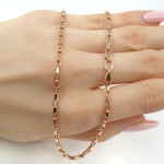 Klasiska sarkanā zelta ķēdīte (1679), Klasiskās ķēdes, Zelta standarts: 585, Produkta foto svars: 3.83 g - Pielāgotas rotājumlietas