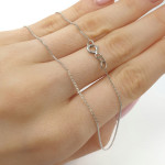 Klasiska baltā zelta ķēdīte (1685), Plānas ķēdes, Zelta standarts: 585, Produkta foto svars: 1.34 g - Pielāgotas rotājumlietas