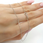 Klasiska baltā zelta ķēdīte (1686), Plānas ķēdes, Zelta standarts: 585, Produkta foto svars: 1.34 g - Pielāgotas rotājumlietas