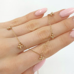 Zelta ķēdīte ar kuloniem (1702), Kaklarotas, Zelta standarts: 585, Produkta foto svars: 2.55 g, Dārgakmeņi: Cirkonis - Pielāgotas rotājumlietas