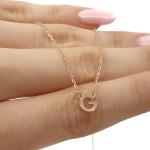 Zelta ķēdīte ar kulonu (1718), Vēstules, Zelta standarts: 585, Produkta foto svars: 1.65 g - Pielāgotas rotājumlietas