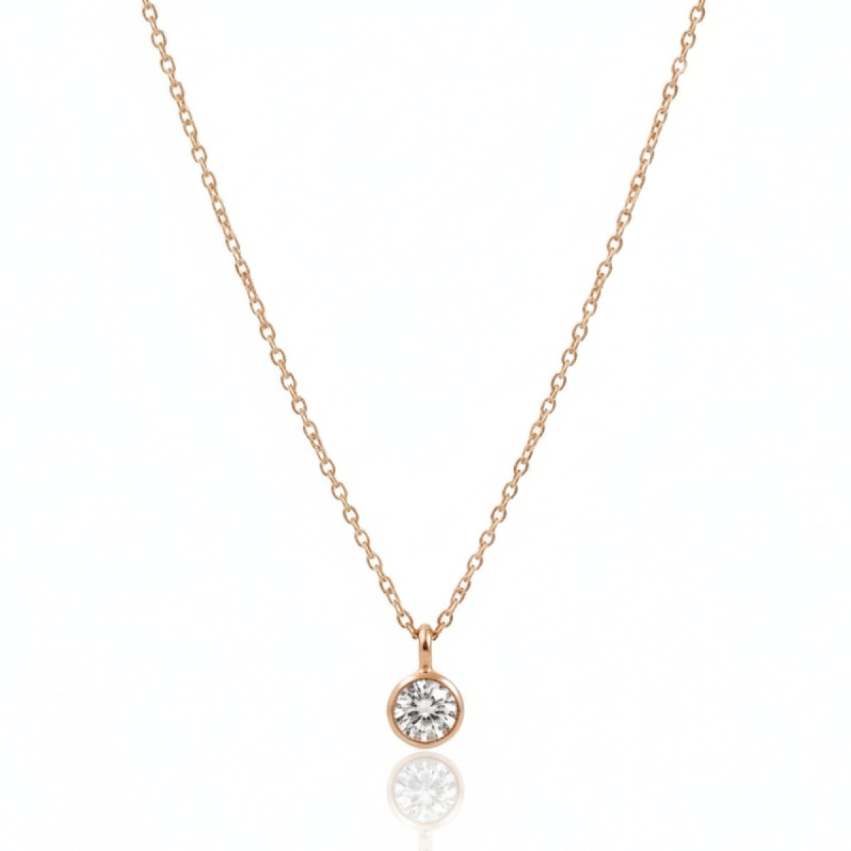 Minimālistiska sarkanā zelta ķēdīte ar kulonu (1741), Ar acīm, Zelta standarts: 585, Produkta foto svars: 1.45 g, Dārgakmeņi: Cirkonis - Rotājumlietas internetā