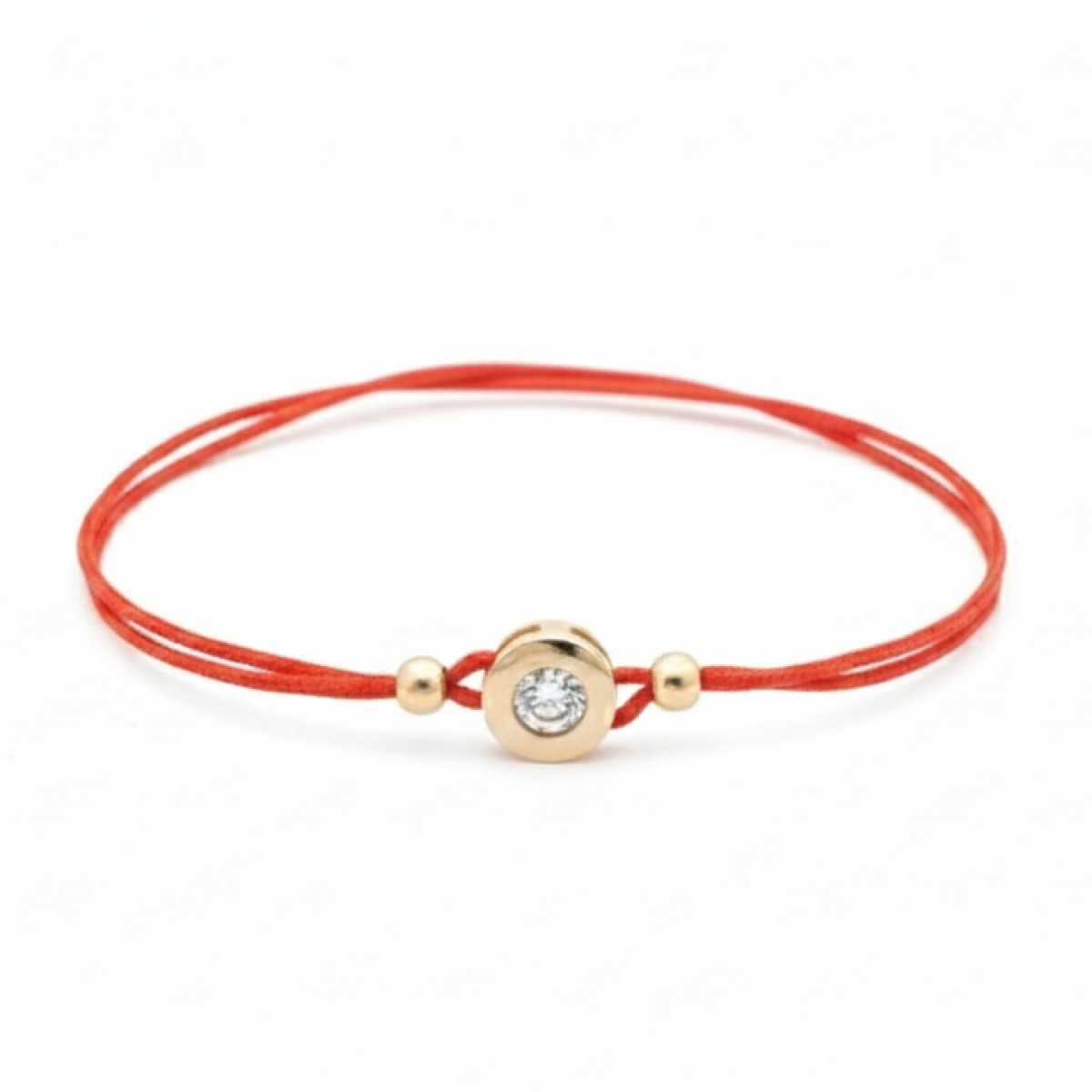 Sarkana diega aproce ar cilpiņu (721), Piedāvā aproces, Zelta standarts: 585, Produkta foto svars: 1.20 g / 1.41 g, Dārgakmeņi: Cirkons - Rotājumlietas internetā