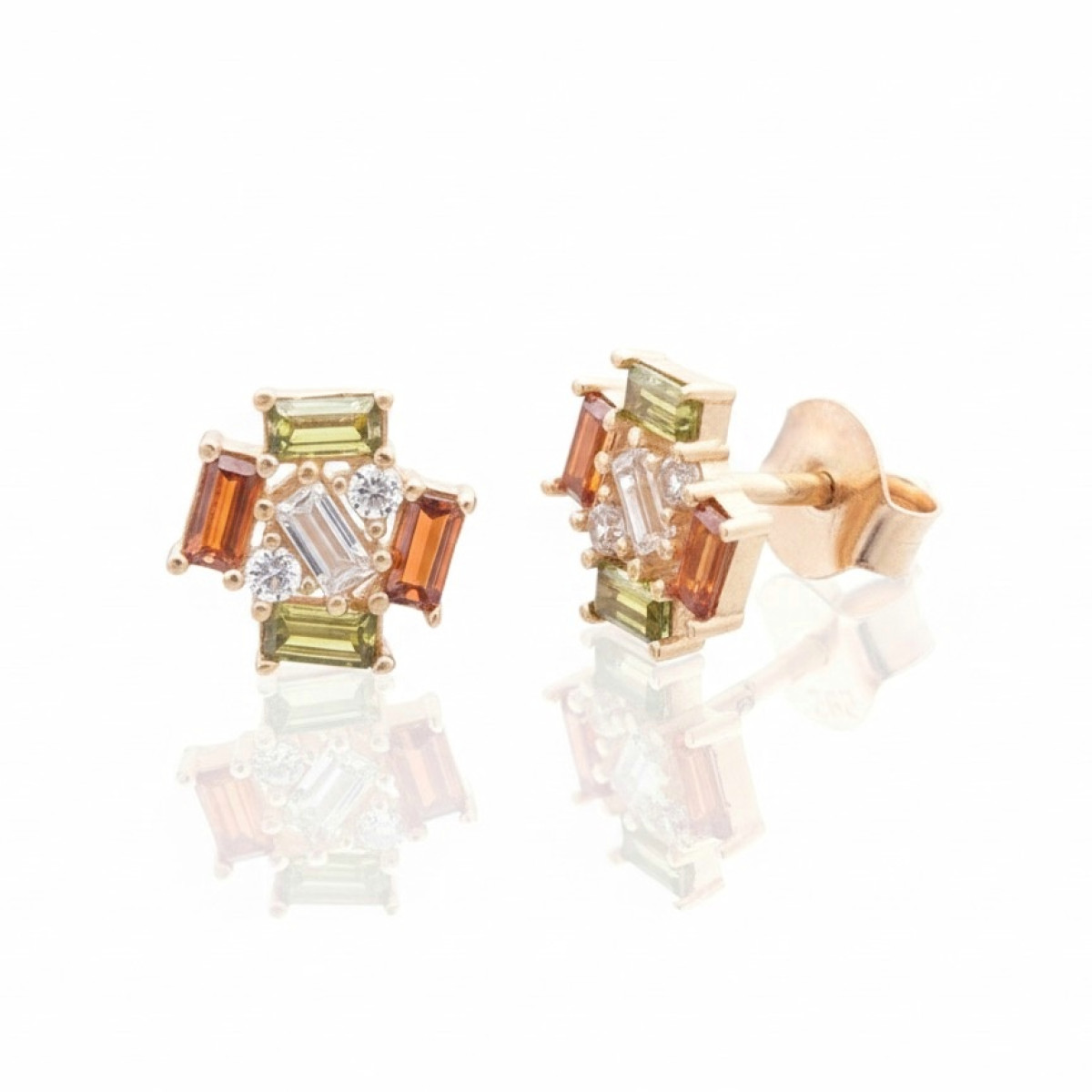 Zelta auskari ar cilpiņām (1897), Ar acīm, Zelta standarts: 585, Produkta foto svars: 1.24 g, Dārgakmeņi: Cirkons - Rotājumlietas internetā