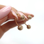 Zelta auskari sarkanā zeltā (1908), Bez cilpām, Zelta standarts: 585, Produkta foto svars: 1.53 g - Personalizētas rotājumlietas