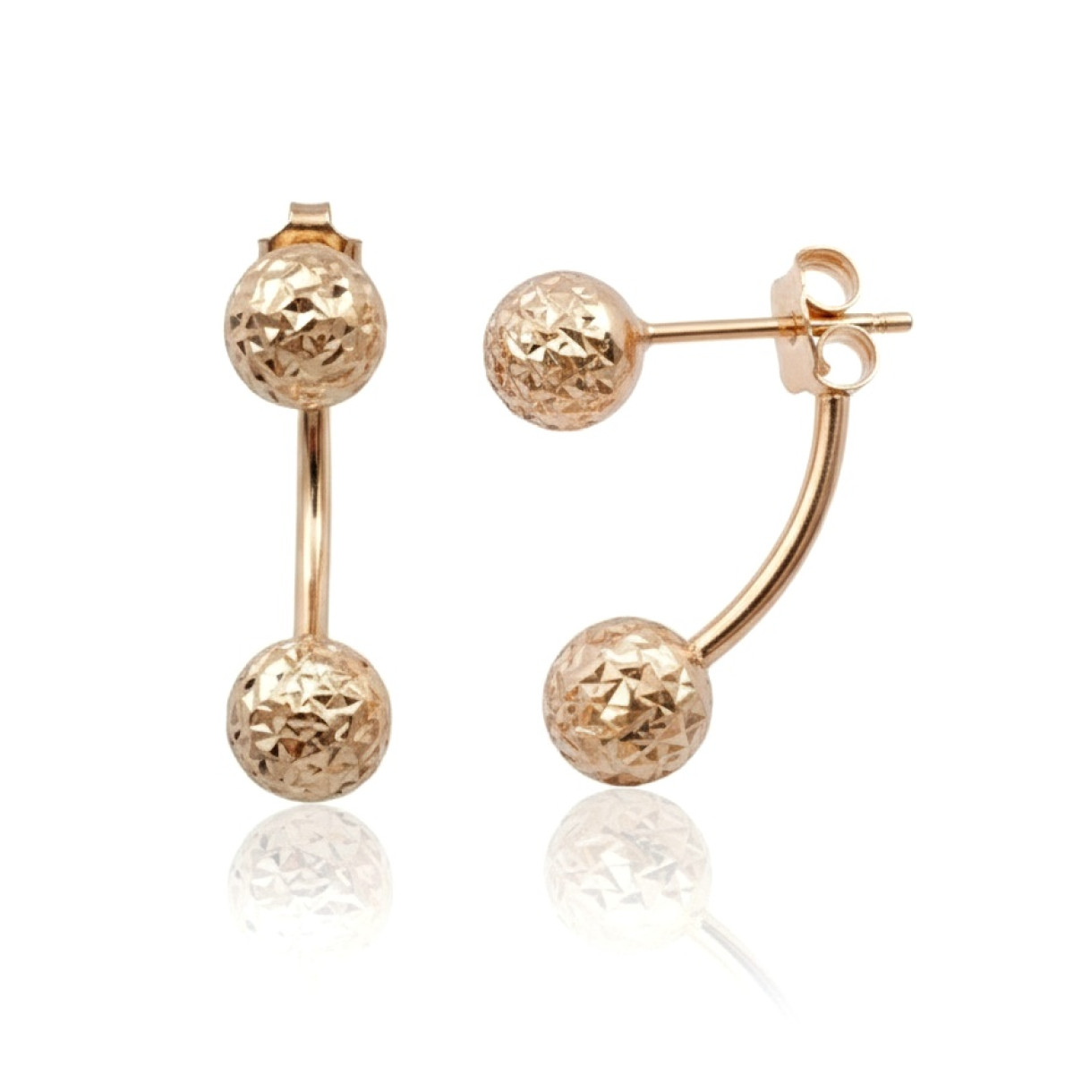 Zelta auskari sarkanā zeltā (1908), Bez cilpām, Zelta standarts: 585, Produkta foto svars: 1.53 g - Rotājumlietas internetā