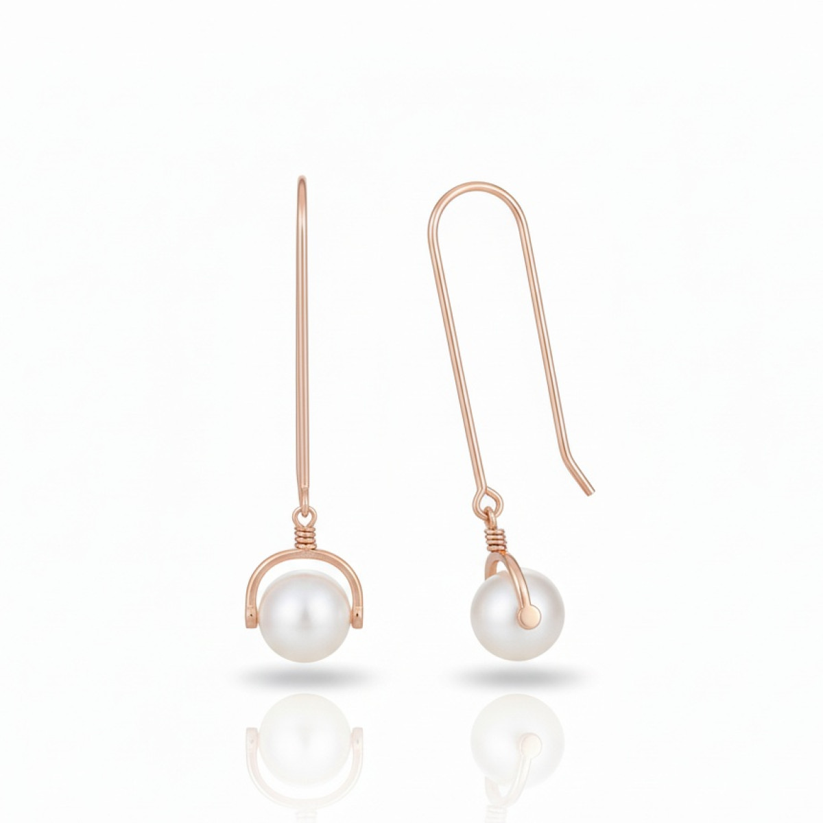 Sarkanā zelta auskari (1934), Ar pērlēm, Zelta standarts: 585, Produkta foto svars: 2.78 g, Dārgakmeņi: Perlas - Rotājumlietas internetā