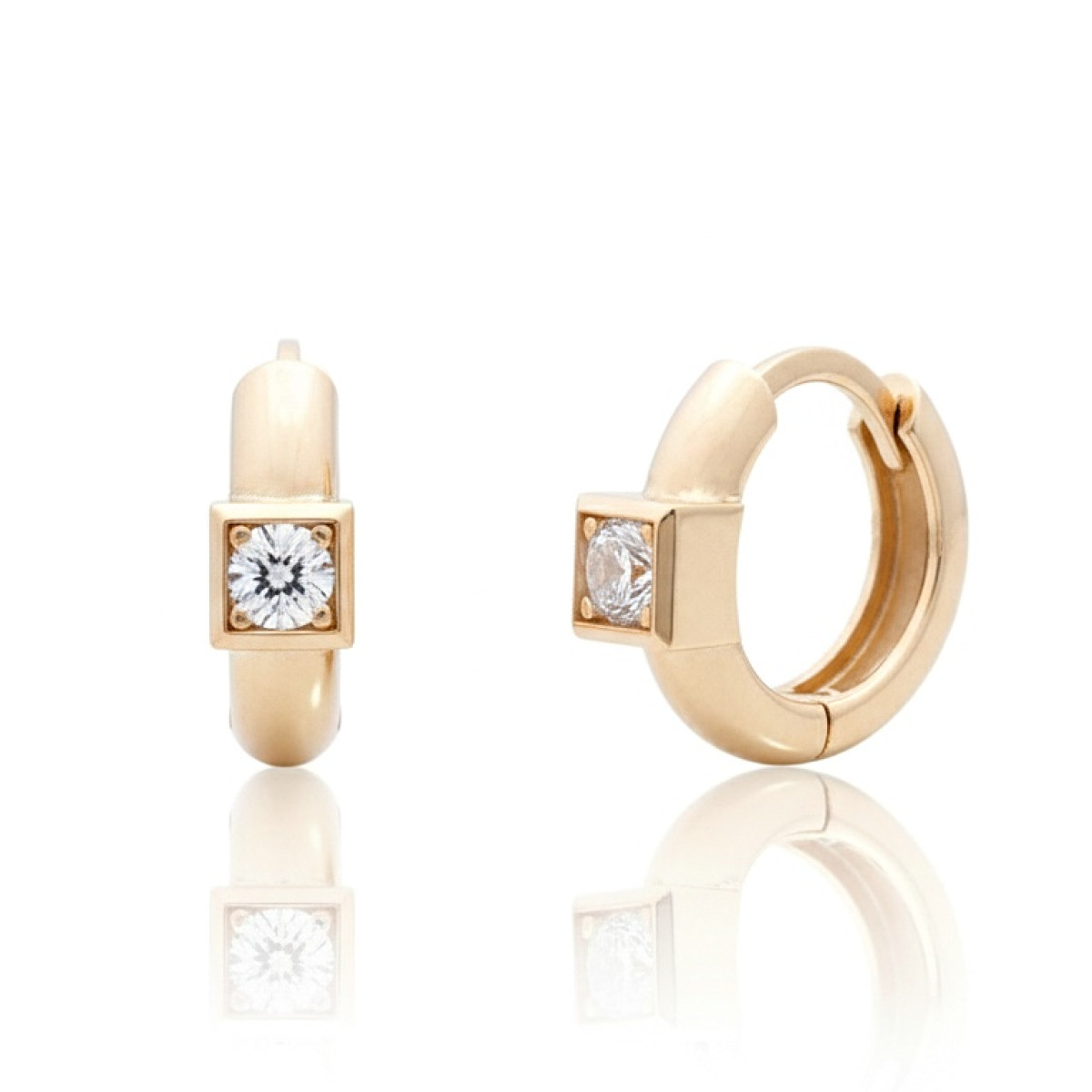 Sarkanā zelta auskari (1939), Ar acīm, Zelta standarts: 585, Produkta foto svars: 2,46 g, Dārgakmeņi: Zircon - Rotājumlietas internetā