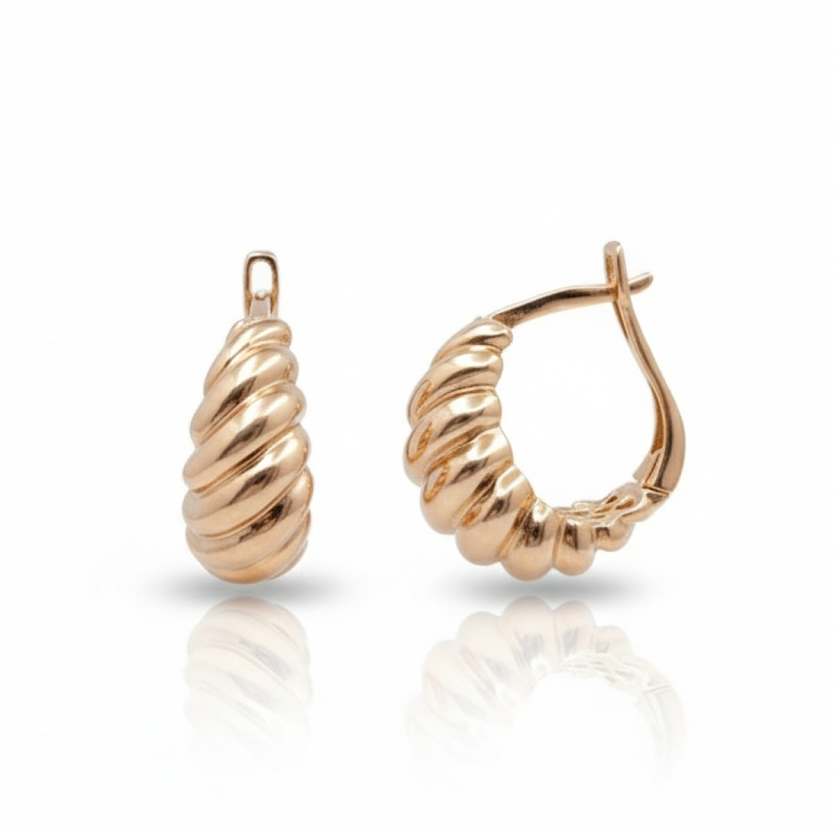 Sarkanā zelta auskari (1955), Auskari ar angļu aizdari, Zelta standarts: 585, Produkta foto svars: 3.36 g - Rotājumlietas internetā