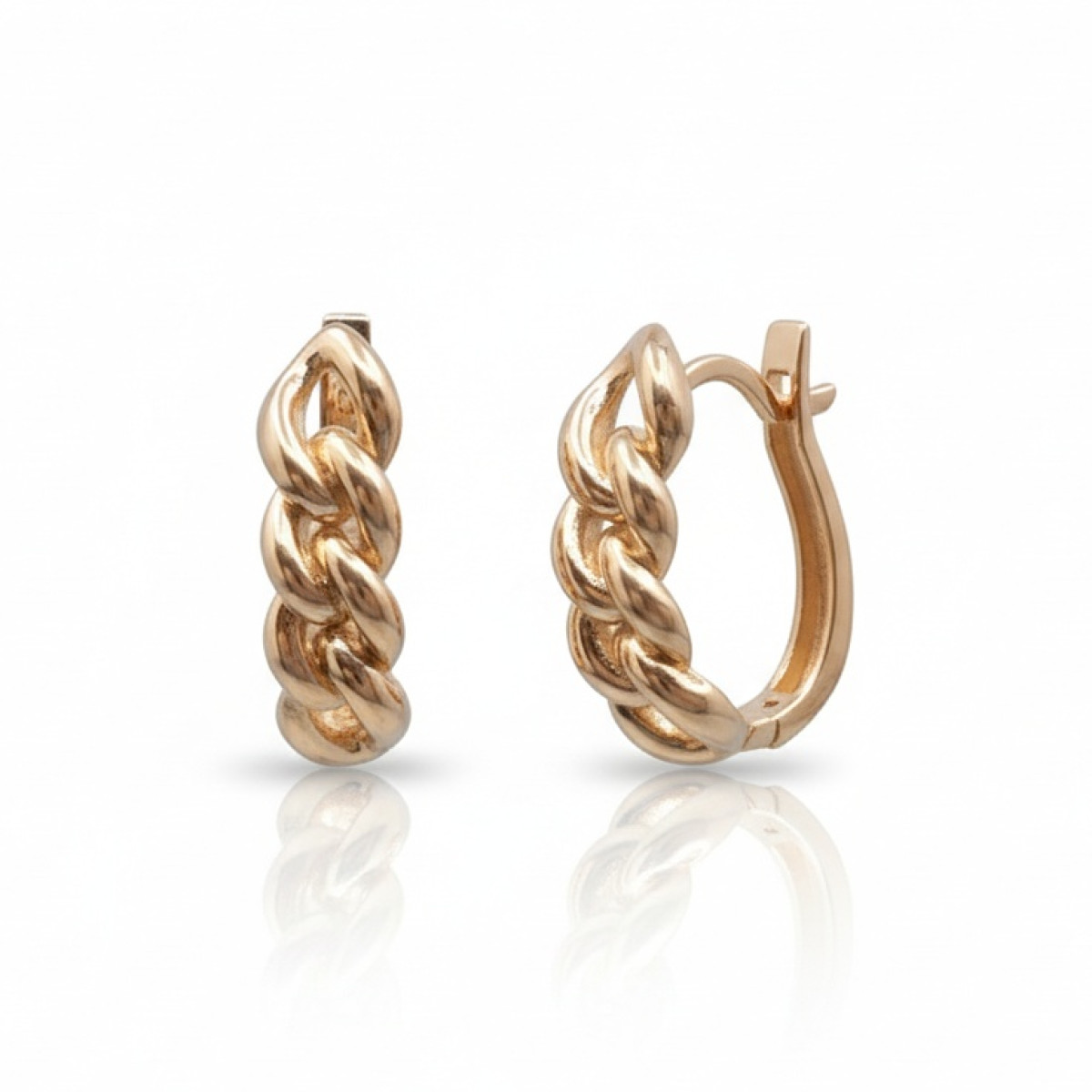 Sarkanā zelta auskari (1956), Auskari ar angļu aizdari, Zelta standarts: 585, Produkta foto svars: 5.00 g - Rotājumlietas internetā