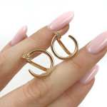 Sarkanā zelta auskari ar cilpiņām (1958), Piekaramie auskari, Zelta standarts: 585, Produkta foto svars: 2.88 g, Dārgakmeņi: Cirkonis - Personalizētas rotājumlietas