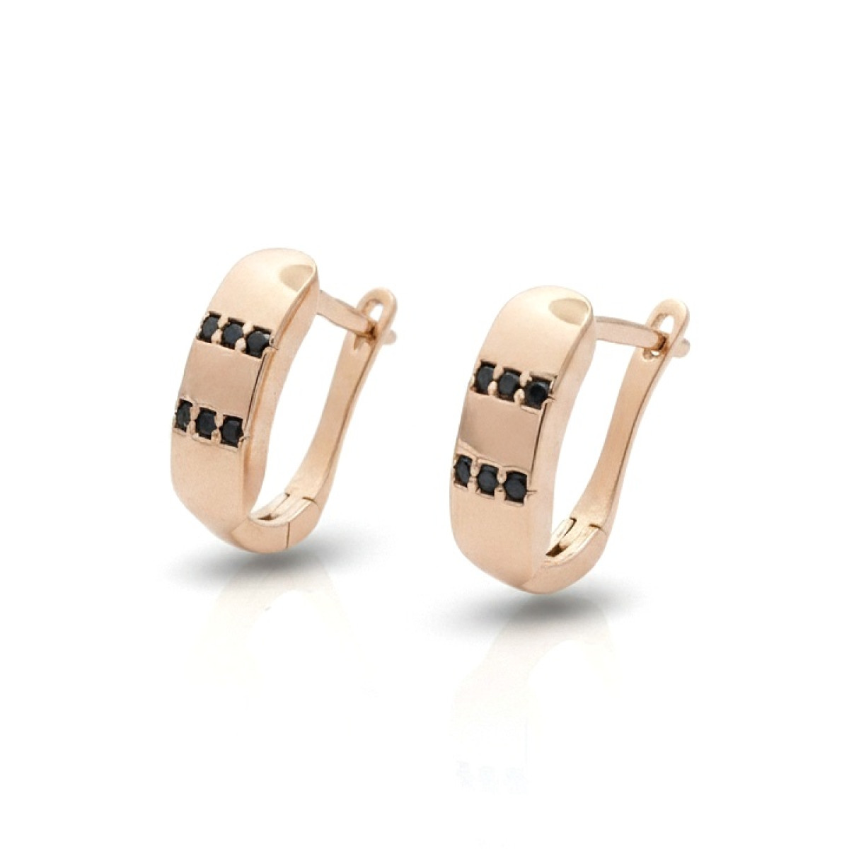 Sarkanā zelta auskari (1962), Auskari ar angļu aizdari, Zelta standarts: 585, Produkta foto svars: 1.50 g, Dārgakmeņi: Cirkonis - Rotājumlietas internetā