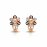 Sarkanā zelta auskari ar cilpiņām (1964), Auskari ar angļu aizdari, Zelta standarts: 585, Produkta foto svars: 1.38 g, Dārgakmeņi: Cirkonis - Pielāgotas rotājumlietas