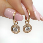 Sarkanā zelta auskari (1967), Piekaramie auskari, Zelta standarts: 585, Produkta foto svars: 3.66 g, Dārgakmeņi: Cirkonis - Personalizētas rotājumlietas