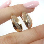 Sarkanā zelta auskari (1968), Auskari ar angļu aizdari, Zelta standarts: 585, Produkta foto svars: 4.05 g, Dārgakmeņi: Cirkonis - Personalizētas rotājumlietas