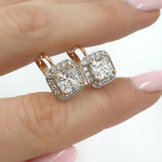 Sarkanā zelta auskari ar cilpiņām (1971), Auskari ar angļu aizdari, Zelta standarts: 585, Produkta foto svars: 4.30 g, Dārgakmeņi: Cirkonis - Personalizētas rotājumlietas