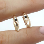 Rozā zelta auskari ar cilpiņām (1978), Auskari ar angļu aizdari, Zelta standarts: 585, Produkta foto svars: 1.40 g, Dārgakmeņi: Cirkonis - Personalizētas rotājumlietas