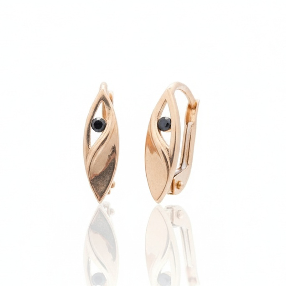 Rozā zelta auskari ar cilpiņām (1978), Auskari ar angļu aizdari, Zelta standarts: 585, Produkta foto svars: 1.40 g, Dārgakmeņi: Cirkonis - Rotājumlietas internetā