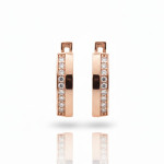 Sarkanā zelta auskari ar cilpiņām (1980), Auskari ar angļu aizdari, Zelta standarts: 585, Produkta foto svars: 1.70 g, Dārgakmeņi: Cirkonis - Pielāgotas rotājumlietas