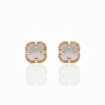 Četrlapu āboliņa auskari (1997), Bez cilpām, Zelta standarts: 585, Produkta foto svars: 1.33 g - Pielāgotas rotājumlietas