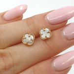 Četrlapu āboliņa auskari (1997), Bez cilpām, Zelta standarts: 585, Produkta foto svars: 1.33 g - Personalizētas rotājumlietas