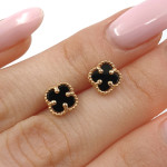 Četrlapu āboliņa auskari (1998), Bez cilpām, Zelta standarts: 585, Produkta foto svars: 1.46 g - Personalizētas rotājumlietas