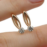 Klasiski sarkanā zelta auskari (2002), Ar acīm, Zelta standarts: 585, Produkta foto svars: 1.14 g, Dārgakmeņi: Cirkonis - Personalizētas rotājumlietas