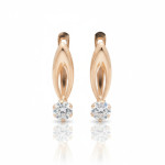 Klasiski sarkanā zelta auskari (2002), Ar acīm, Zelta standarts: 585, Produkta foto svars: 1.14 g, Dārgakmeņi: Cirkonis - Pielāgotas rotājumlietas