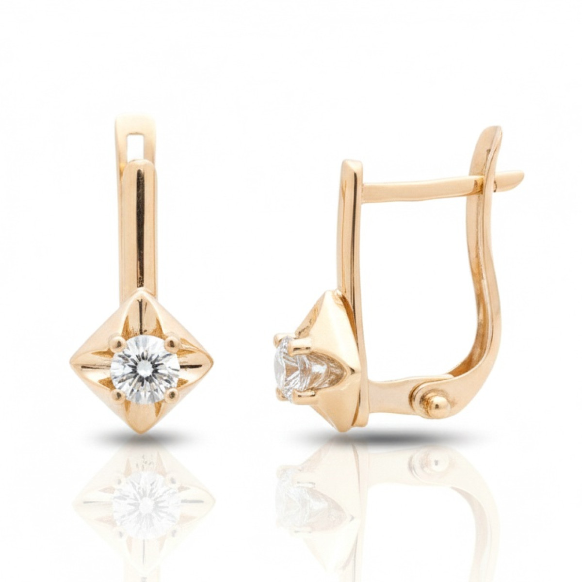 Zelta auskari ar cilpiņām (2005), Auskari ar angļu aizdari, Zelta standarts: 585, Produkta foto svars: 2.16 g, Dārgakmeņi: Cirkonis - Rotājumlietas internetā