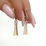 Sarkanā zelta karājošie auskari (2007), Piekaramie auskari, Zelta standarts: 585, Produkta foto svars: 2.17 g, Dārgakmeņi: Cirkonis - Personalizētas rotājumlietas