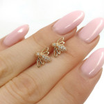 Mušas formas zelta auskari (2018), Ar acīm, Zelta standarts: 585, Produkta foto svars: 1.34 g, Dārgakmeņi: Cirkonis - Personalizētas rotājumlietas