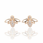 Mušas formas zelta auskari (2018), Ar acīm, Zelta standarts: 585, Produkta foto svars: 1.34 g, Dārgakmeņi: Cirkonis - Pielāgotas rotājumlietas