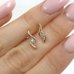 Minimālistiski zelta auskari (2023), Ar acīm, Zelta standarts: 585, Produkta foto svars: 1.14 g, Dārgakmeņi: Cirkonis - Personalizētas rotājumlietas