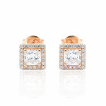 Rozā zelta auskari ar cilpiņām (2024), Ar acīm, Zelta standarts: 585, Produkta foto svars: 1.63 g, Dārgakmeņi: Cirkonis - Pielāgotas rotājumlietas