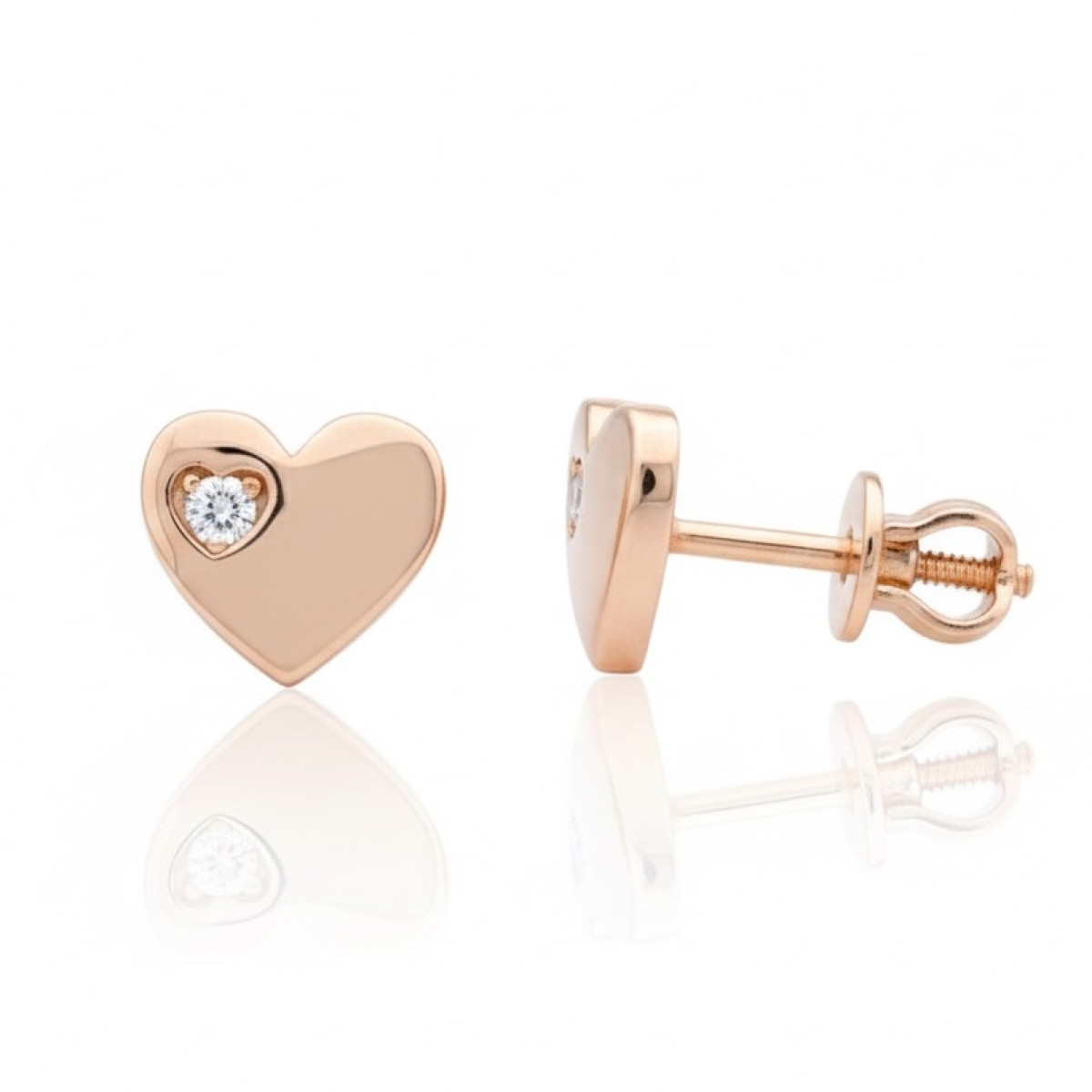 Sirds formas auskari (2019), Ar acīm, Zelta standarts: 585, Produkta foto svars: 1.13 g, Dārgakmeņi: Cirkonis - Rotājumlietas internetā