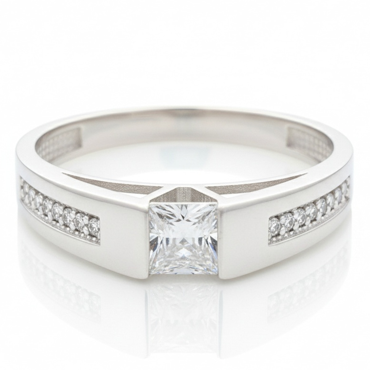 Baltā zelta gredzens ar cirkonija acīm (2107), Ar acīm, Zelta standarts: 585, Produkta foto svars: 2.66 g, Dārgakmeņi: Cirkons - Rotājumlietas internetā