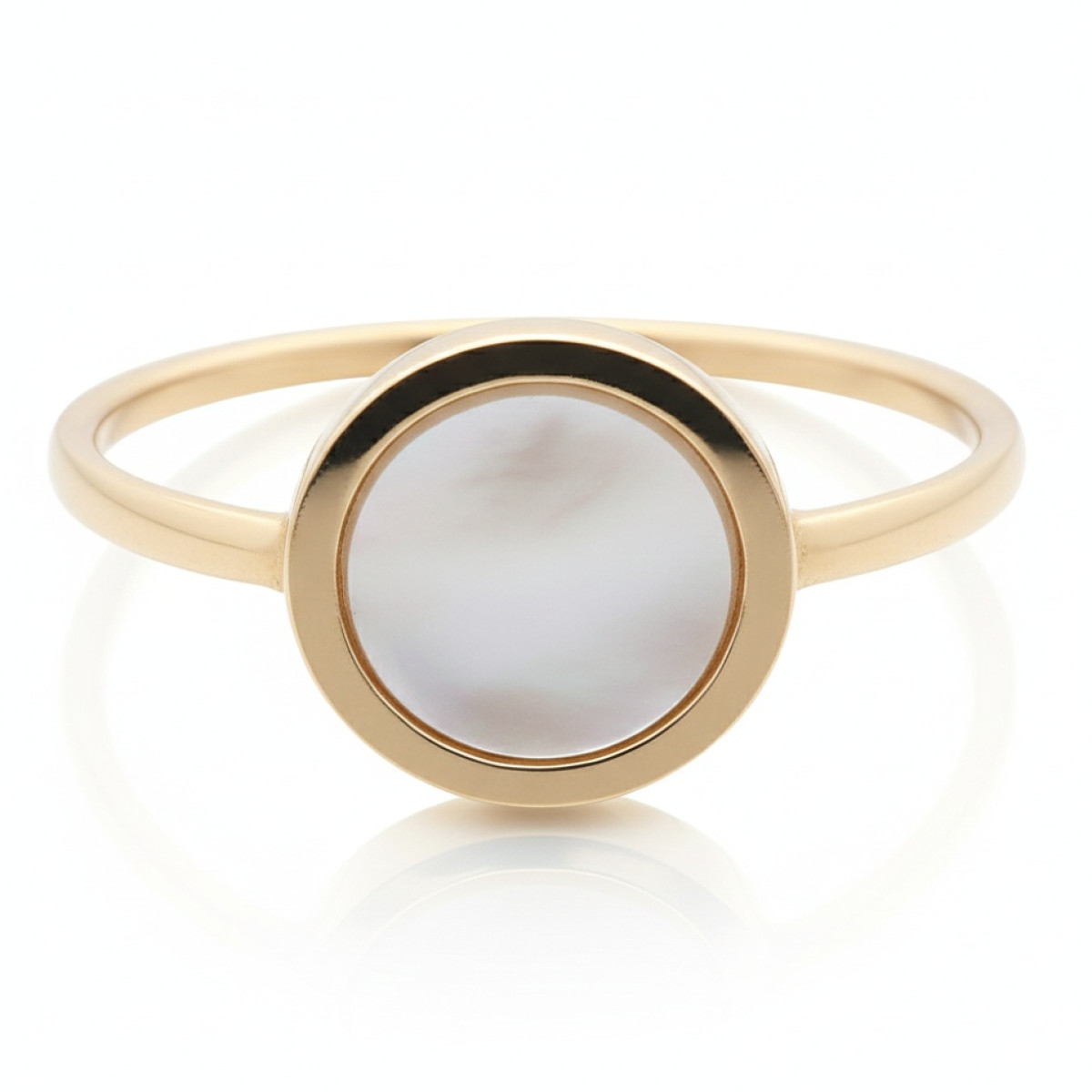 Zelta gredzens ar baltu emalju (2109), Bez cilpām, Zelta standarts: 585, Produkta foto svars: 1.05 g - Rotājumlietas internetā