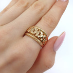 Masīvs sieviešu zelta gredzens (2112), Bez cilpām, Zelta standarts: 585, Produkta foto svars: 4.52 g - Pielāgotas rotājumlietas