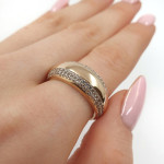 Sieviešu zelta gredzens ar cilpiņām (2113), Ar acīm, Zelta standarts: 585, Produkta foto svars: 4.24 g, Dārgakmeņi: Cirkons - Pielāgotas rotājumlietas