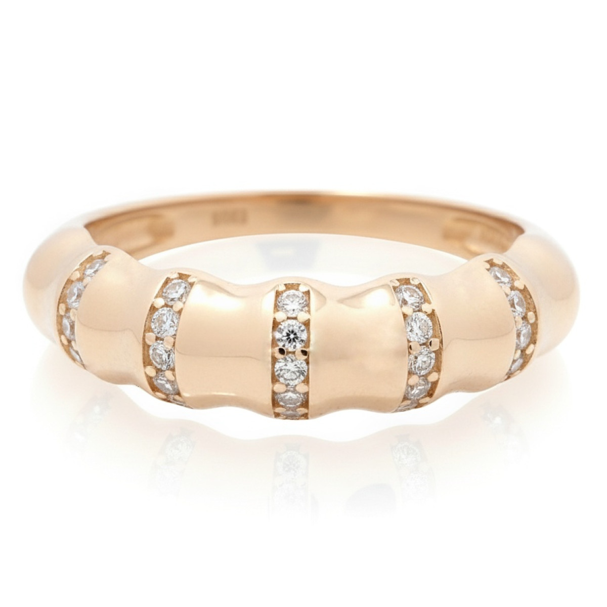 Zelta gredzens ar cilpiņām (2119), Ar acīm, Zelta standarts: 585, Produkta foto svars: 2.48 g, Dārgakmeņi: Cirkons - Rotājumlietas internetā