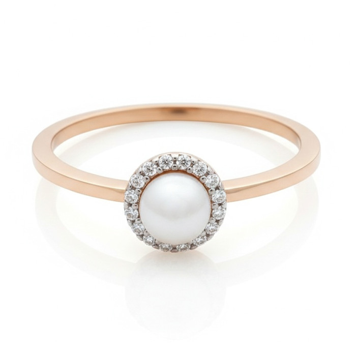 Sarkanā zelta gredzens ar pērli (2151)