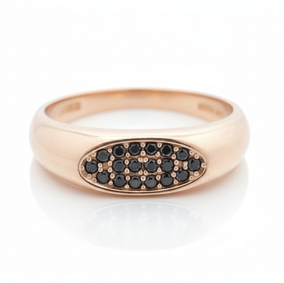 Zelta gredzens ar melnām acīm (2155), Ar acīm, Zelta standarts: 585, Produkta foto svars: 2.77 g, Dārgakmeņi: Cirkonis - Rotājumlietas internetā