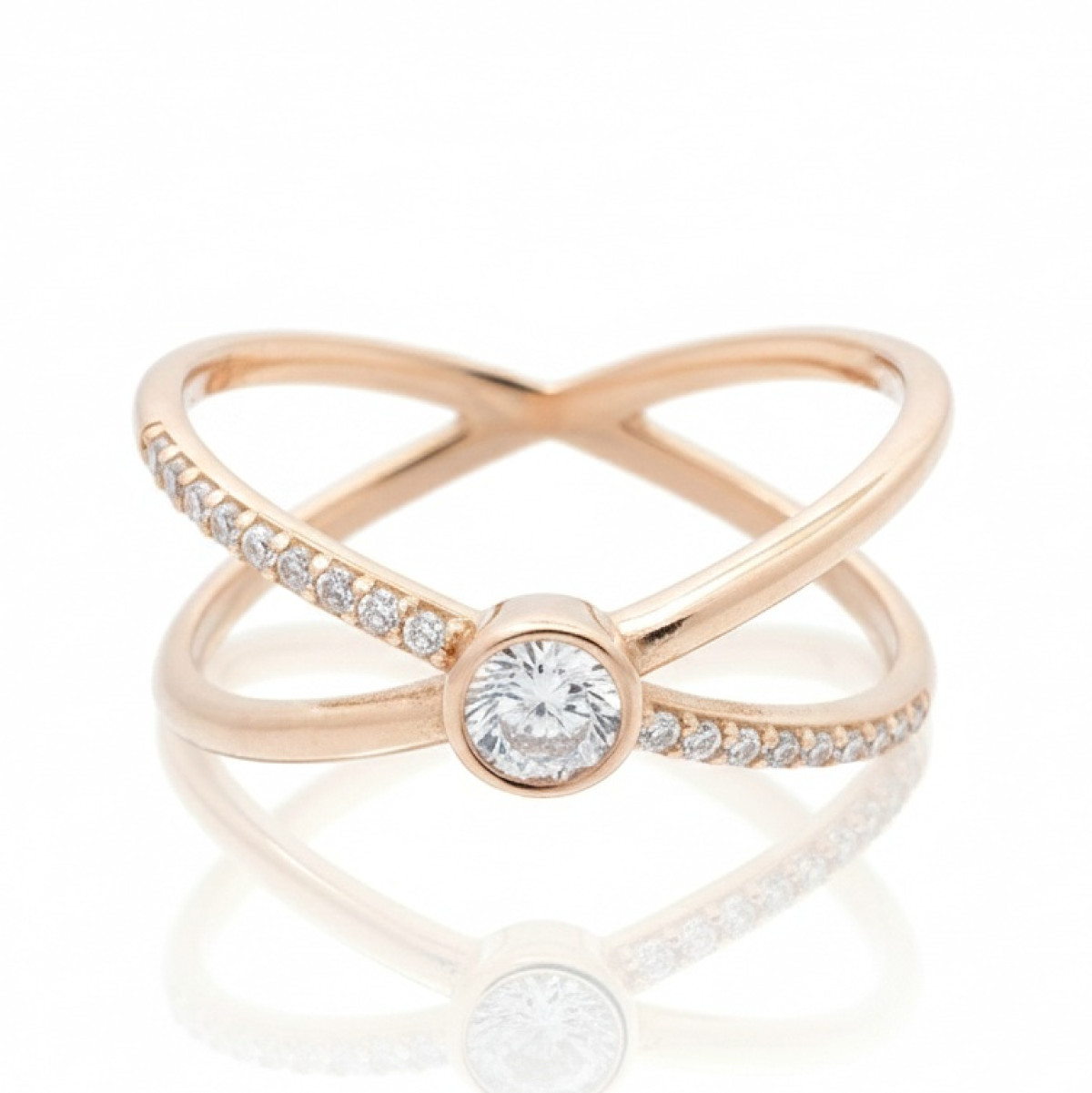 Ekskluzīva dizaina gredzens ar cilpiņām (2156), Ar acīm, Zelta standarts: 585, Produkta foto svars: 3.33 g, Dārgakmeņi: Cirkonis - Rotājumlietas internetā