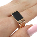 Rozā zelta gredzens (2157), Vīriešu gredzeni bez cilpām, Zelta standarts: 585, Produkta foto svars: 7.05 g - Pielāgotas rotājumlietas