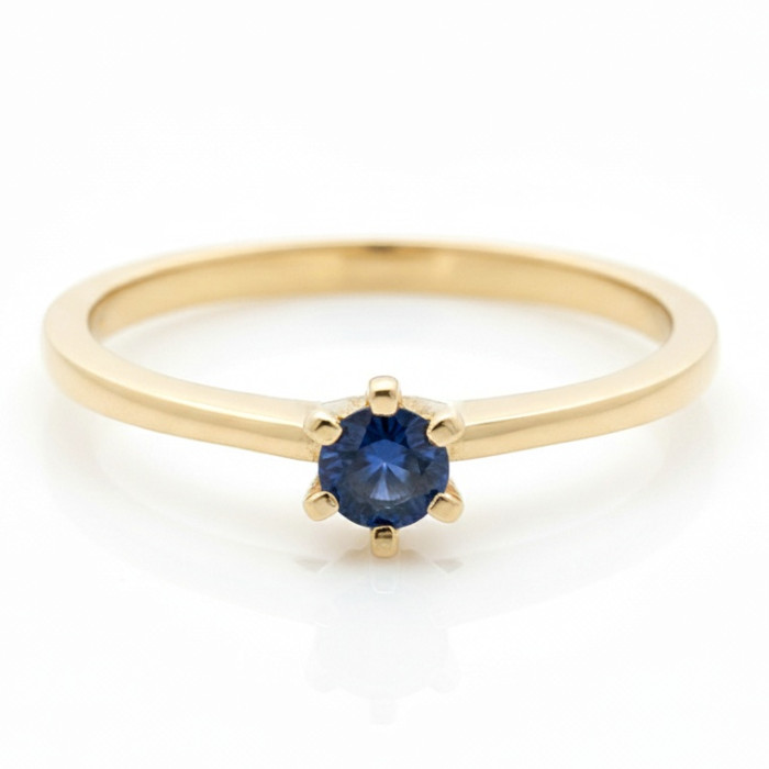 Dzeltena zelta gredzens ar safīru (419)